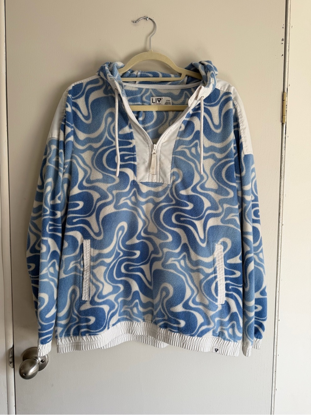 LIV Blue & White Swirl Fleece Hoodie Jacket